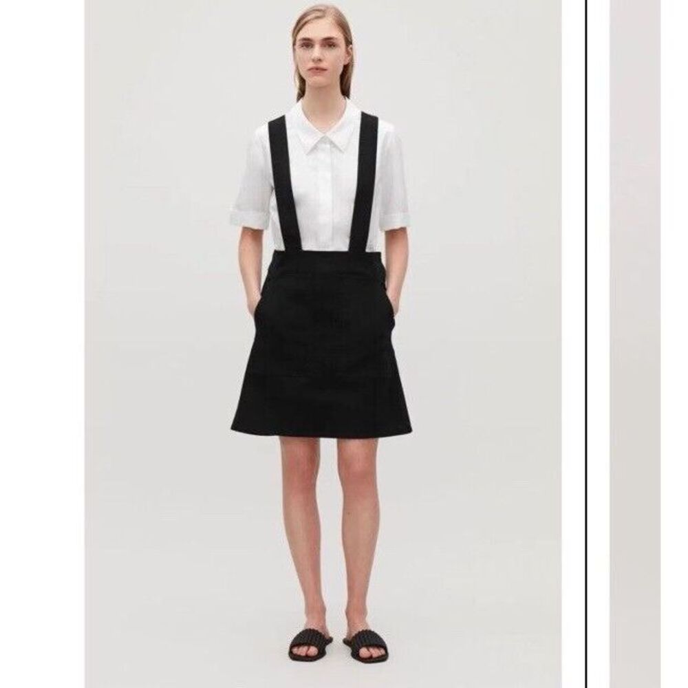 COS Black Cuffed Sleeve Dress Shirt Collar